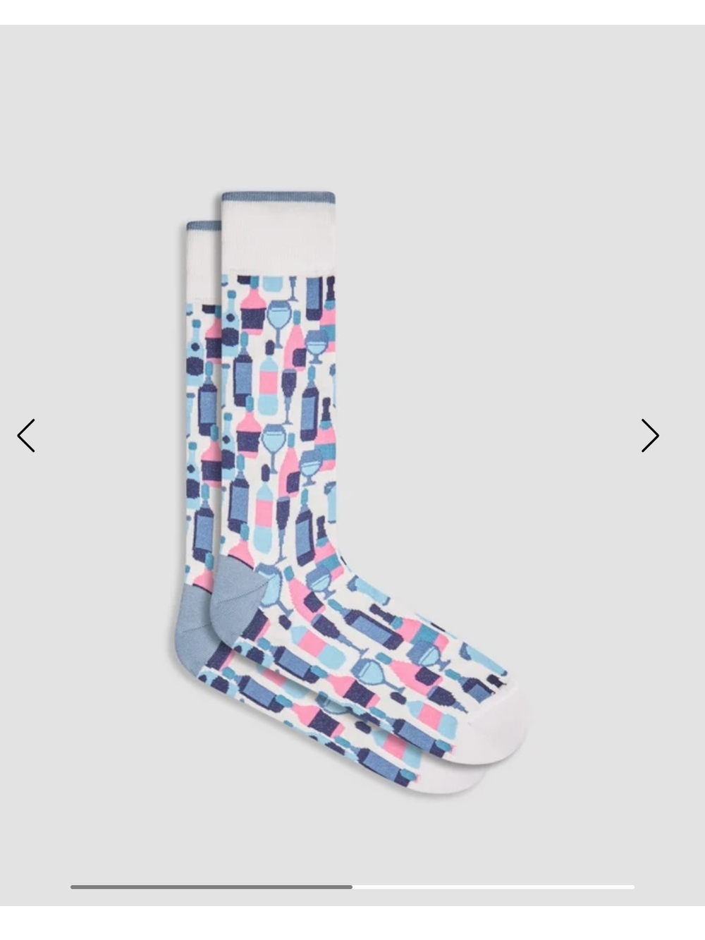 Bugatchi Bottle-Print Crew Socks in Blue, Pink & White